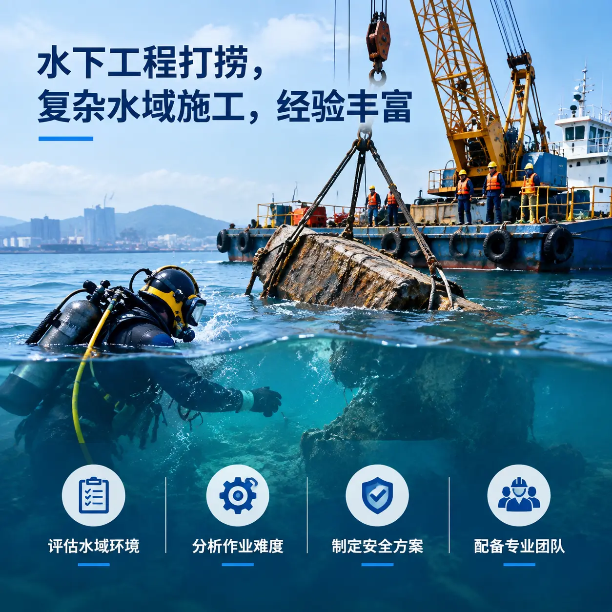 水下工程打捞，复杂水域施工，经验丰富山亭